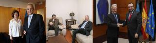 Jesús María Chamorro González,con la Fiscal Superior; sentados en el sofá, con el presidente de la Audiencia Provincial y por último, con el Presidente del Gobierno del Principado
